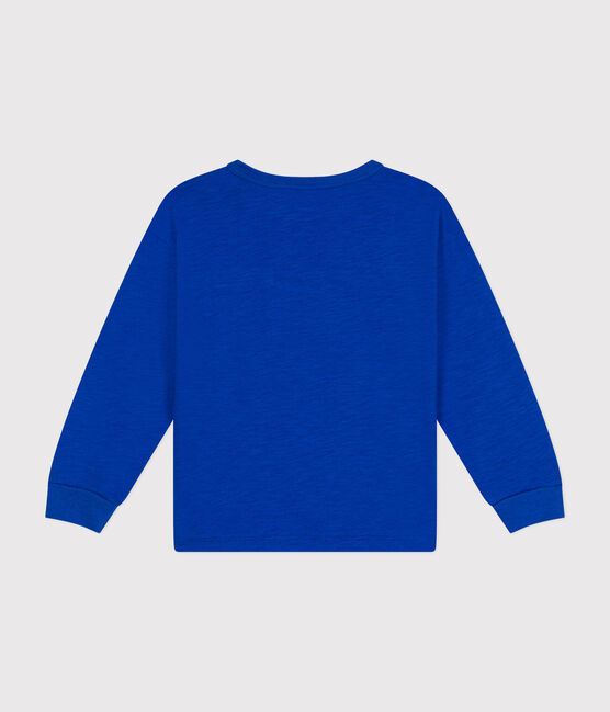 Boys' long-sleeved slub jersey T-shirt CALVIN blue