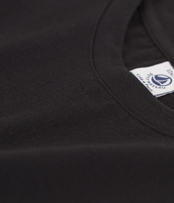 Women's Straight Round-Neck Cotton T-Shirt BLACK black