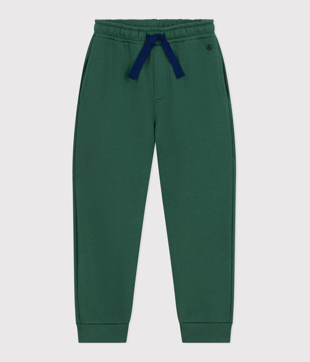 Children's plain cotton jogging bottoms green