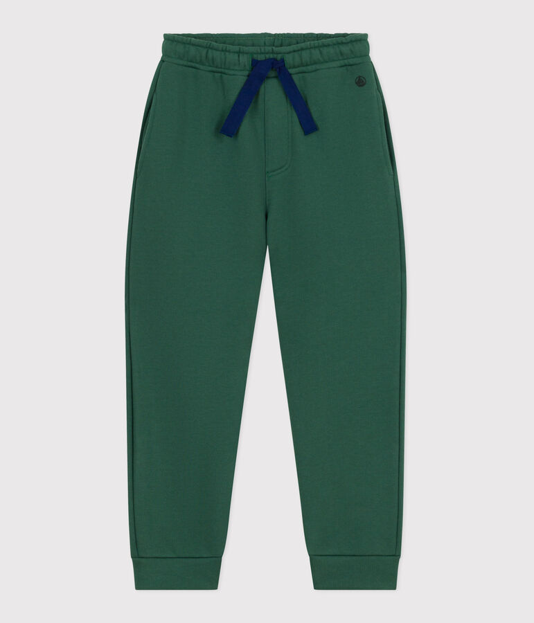 Children's plain cotton jogging bottoms green