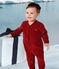 Babies' plain velour pyjama suit TERKUIT red