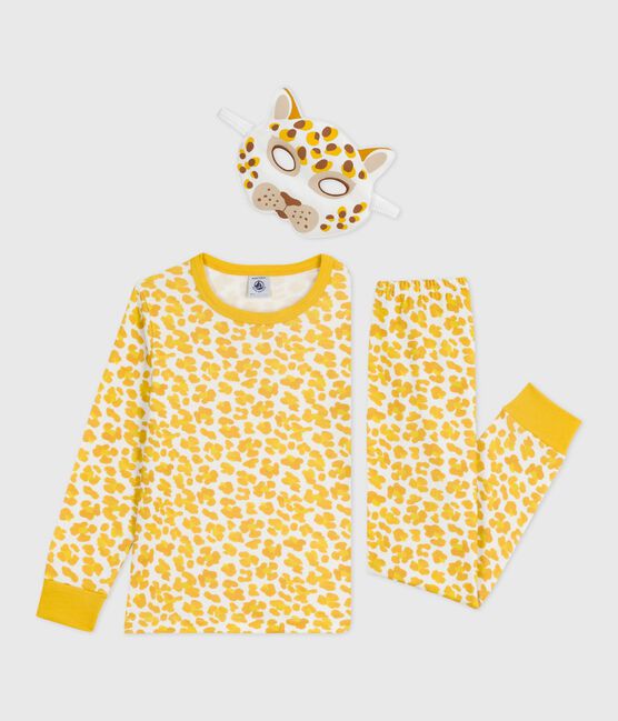 Children's leopard print cotton fancy dress pyjamas MARSHMALLOW white/MULTICO white