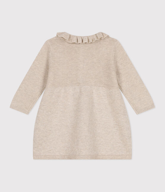 Babies' long-sleeved knitted cotton dress MONTELIMAR CHINE beige