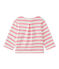 Baby girl's striped cardigan MARSHMALLOW white/PETAL pink