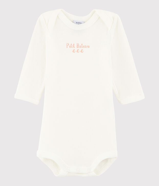Baby Girls' Long-Sleeved Bodysuit white/pink