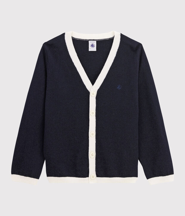 Boys' Wool and Cotton Cardigan blue/white