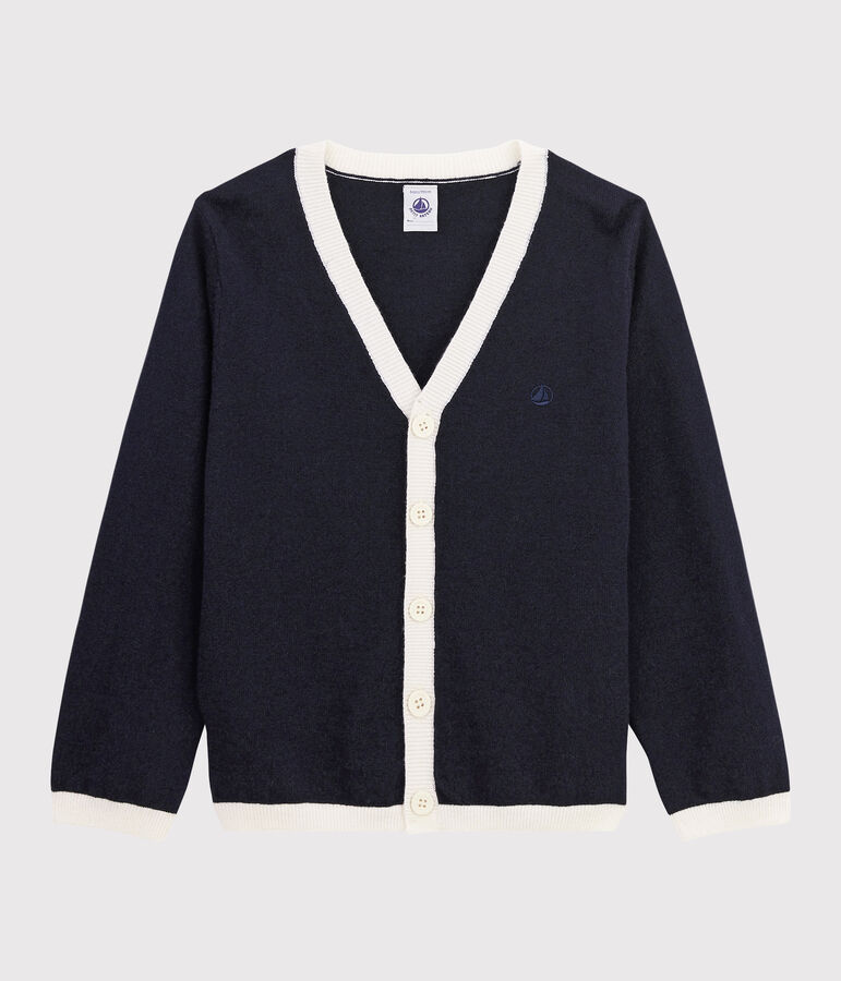 Boys' Wool and Cotton Cardigan blue/white
