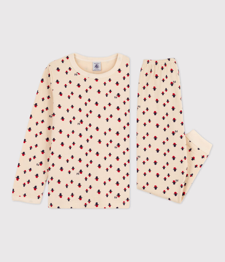 Children's Unisex Tube Knit Pyjamas Ecru/red/multicolor