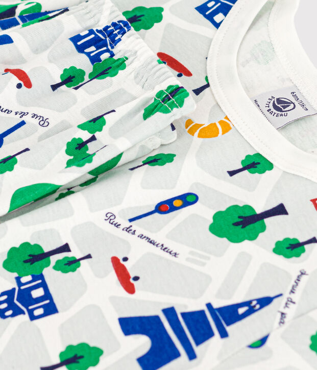 Children's Paris Print Cotton Pyjamas white/multicolor