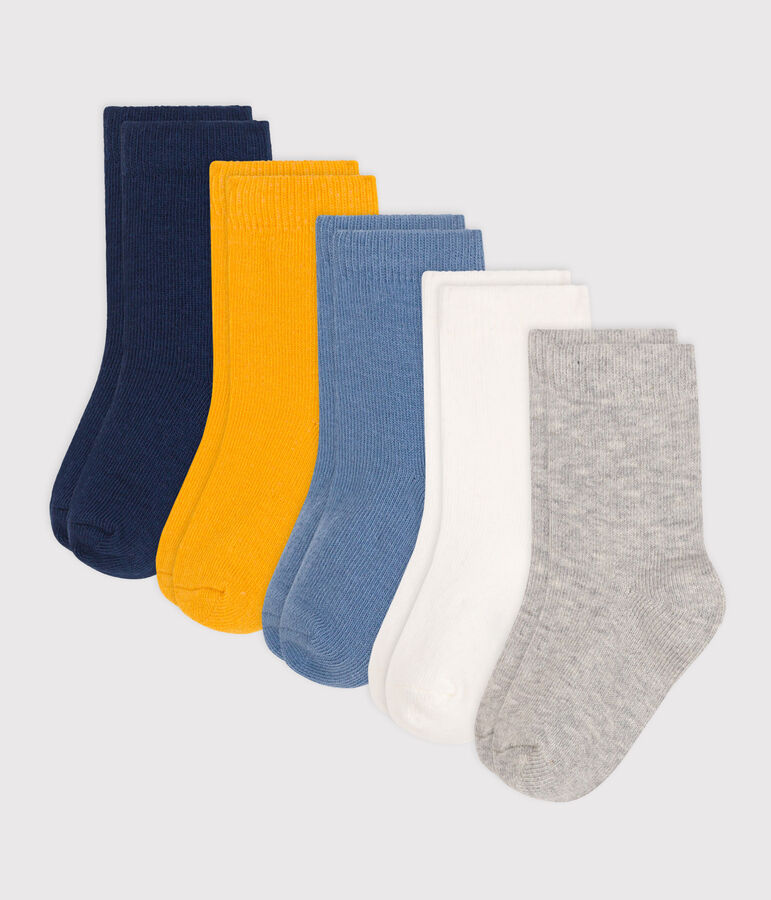 5 pairs of plain cotton baby socks multicolor