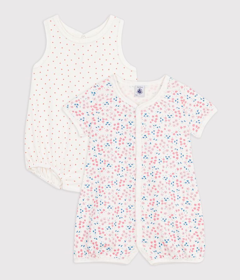 Pack of babies' short printed cotton jumpsuits multicolor