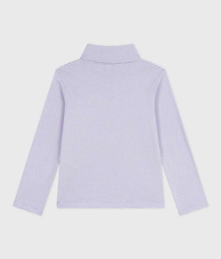 Children's stripy cotton rollneck top purple/white