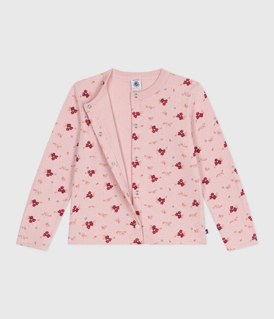 Children's printed cotton cardigan JOLI pink/MULTICO white