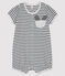 Baby Girls' Rib Knit Playsuit MARSHMALLOW white/SMOKING blue