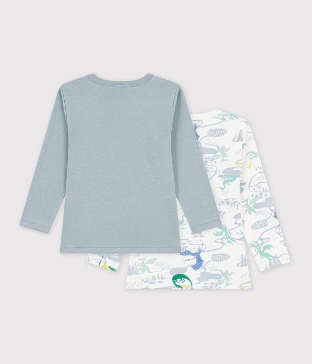Pack of children's long-sleeved dragon print cotton T-shirts multicolor