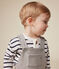 Babies' long-sleeved cotton T-Shirt MARSHMALLOW white/SMOKING blue