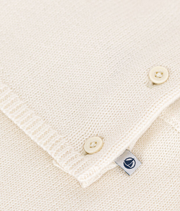 Babies' Wool/Cotton Heart Patterned Knit 2-Piece Outfit white/red