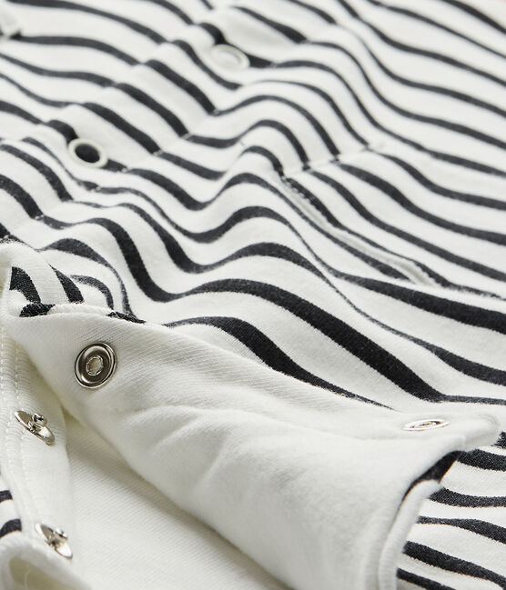 Baby boys' striped all-in-one with pea jacket collar LAIT white/SMOKING blue/TERKUIT
