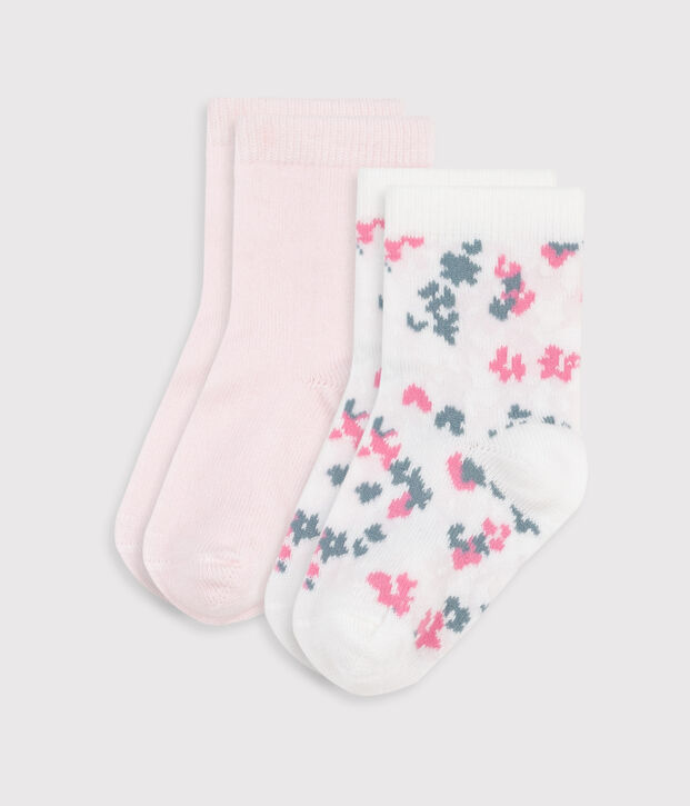 Babies' floral-print cotton socks - 2-pack multicolor