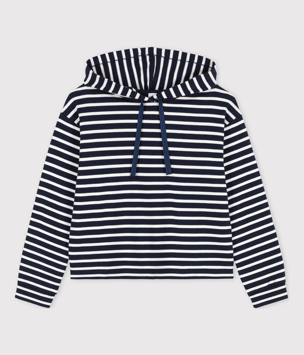 Women's Cotton Hoodie blue/white