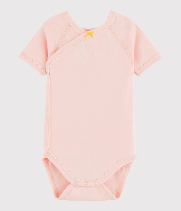 Baby Girls' Short-Sleeved Wrapover Bodysuit pink