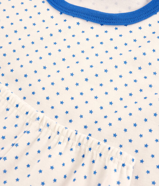 Boys' Blue Star Organic Cotton Short Pyjamas MARSHMALLOW white/BRASIER blue