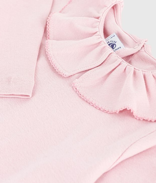Children's long-sleeved plain cotton T-shirt pink