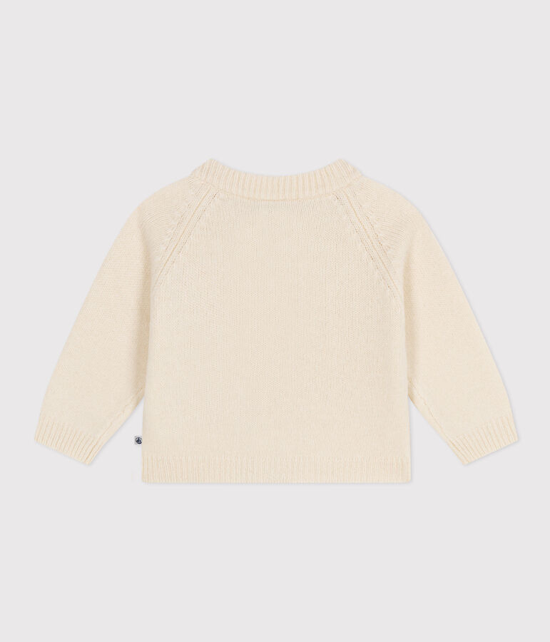Babies' Wool/Recycled Nylon Knit Cardigan AVALANCHE Ecru