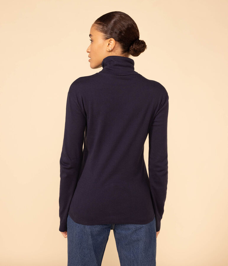 Women's Straight Roll-Neck Cotton T-Shirt INCOGNITO blue