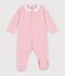 Babies' velour pyjama suit with a collar and floral print detail pink/multicolor