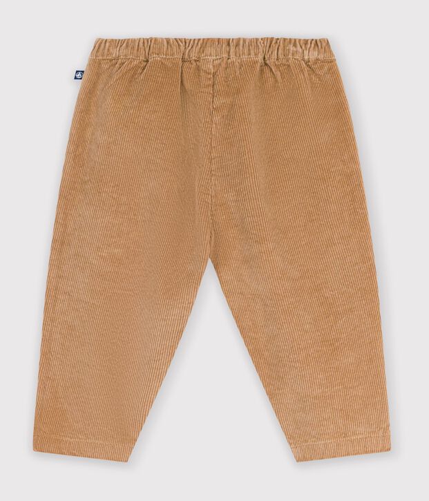 Babies' plain corduroy trousers LATTE