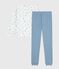 Women's cotton heart print pyjamas in two materials ADRIATIC blue/MULTICO