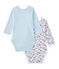 Set of 2 newborn baby boys' long-sleeved bodysuits LOT white