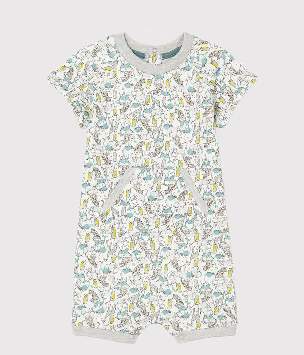 Print playsuit for baby boys white/multicolor
