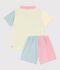 Children's short stripy buttoned cotton pyjamas white/multicolor