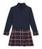 Girl's dual fabric polo neck dress SMOKING blue/MULTICO white