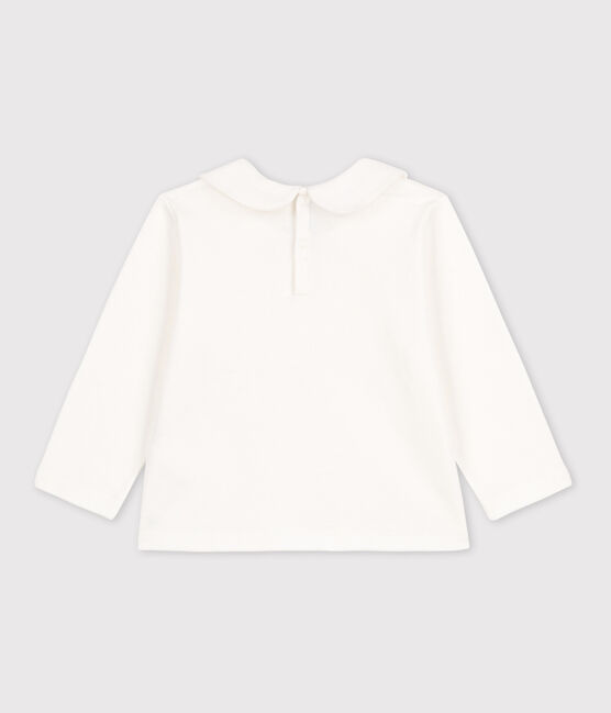 Babies' Long-Sleeved Cotton Blouse MARSHMALLOW white
