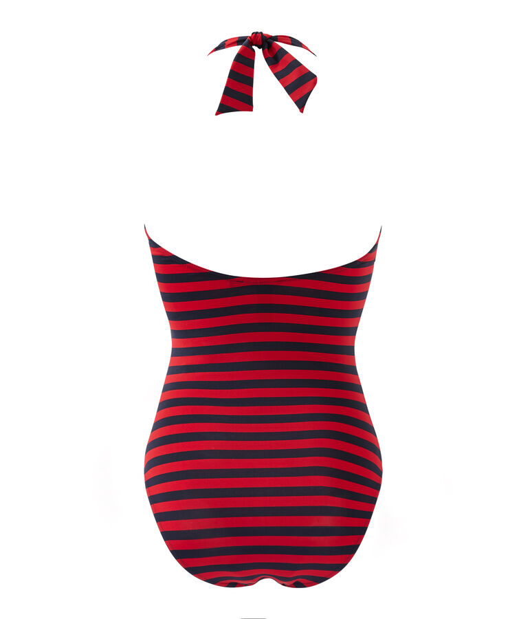 Women's one-piece sailor-stripe swimsuit blue/red