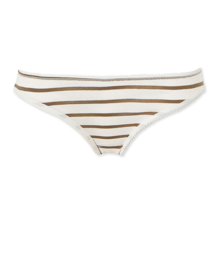 Women's striped cotton pants LAIT white/LITOP green