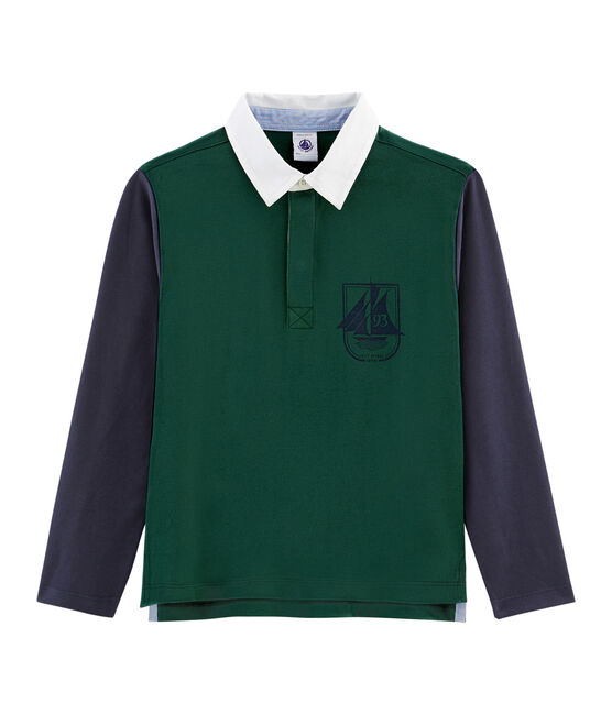 Boys' Rugby Polo Shirt SOUSBOIS green/SMOKING blue