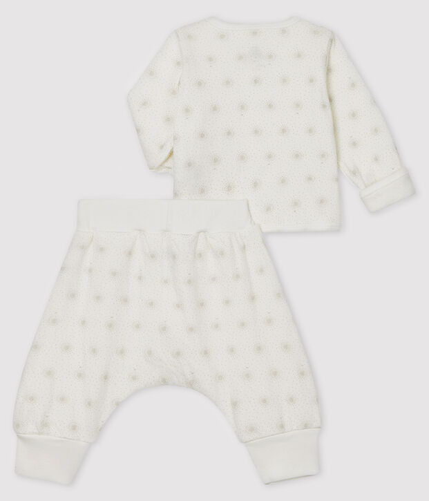 Unisex Baby's Tube Knit Clothing - 2-Piece Set white/grey