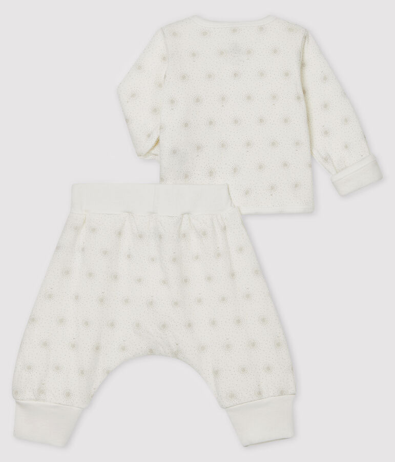 Unisex Baby's Tube Knit Clothing - 2-Piece Set white/grey