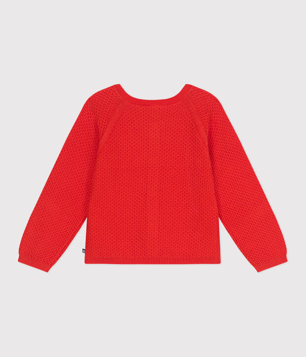 Children's fancy stitch cotton cardigan red