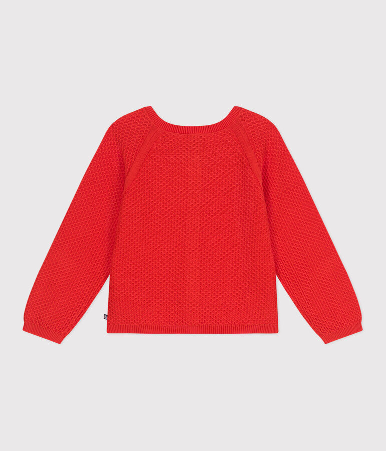 Children's fancy stitch cotton cardigan SPICY red