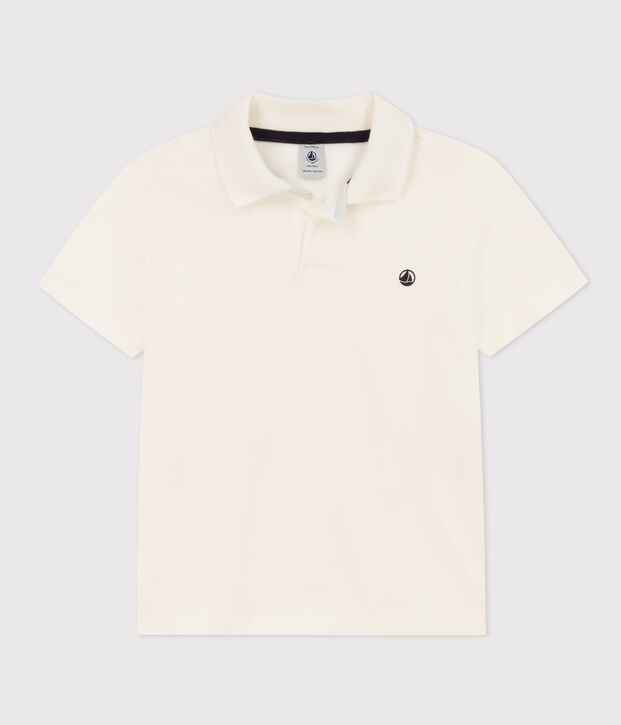 Boys' Short-Sleeved Cotton Polo Shirt white