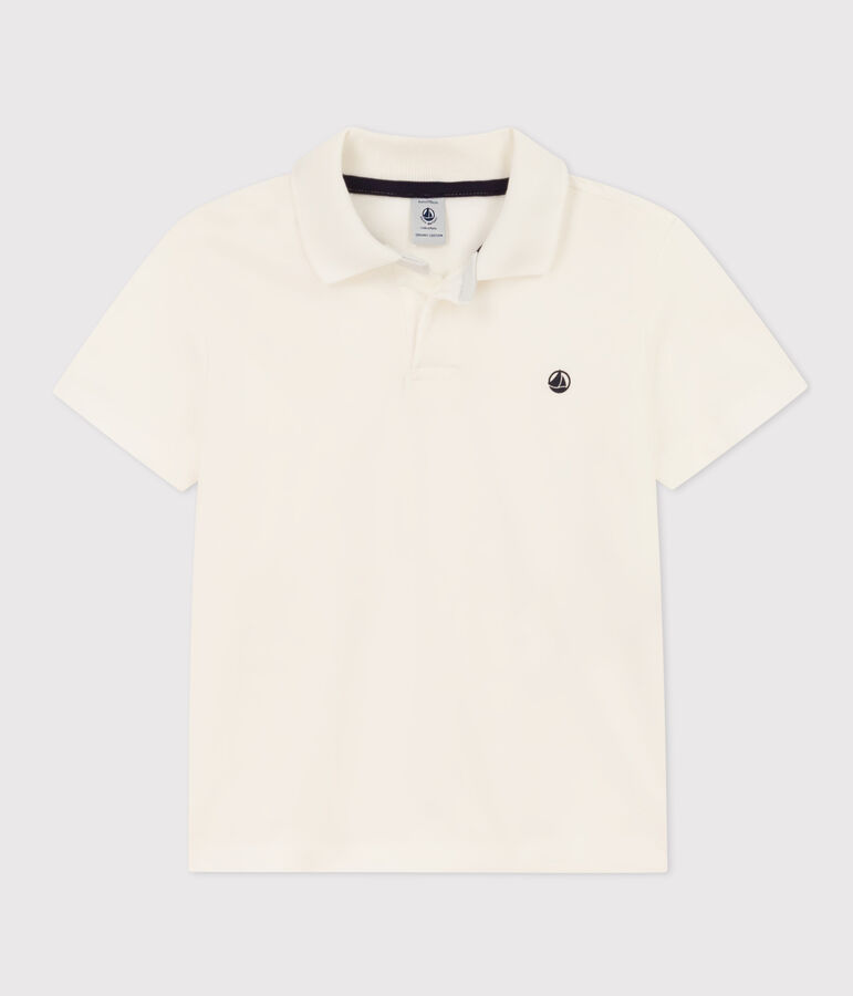 Boys' Short-Sleeved Cotton Polo Shirt white