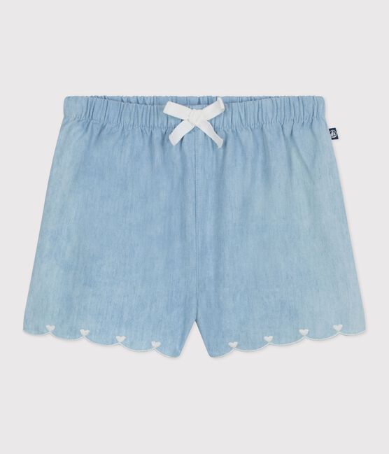 Babies' shorts in embroidered chambray BLEU CLAIR blue
