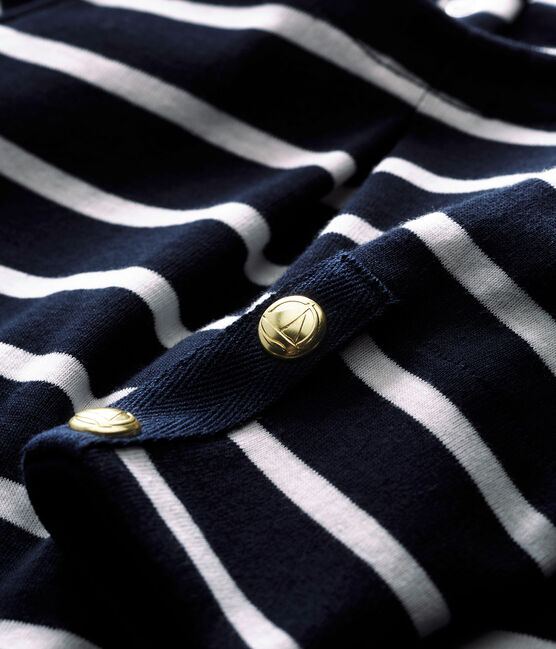 Baby girl's sailor stripe blouse SMOKING blue/MARSHMALLOW white