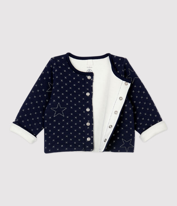 Babies' Starry Organic Cotton Quilted Cardigan blue