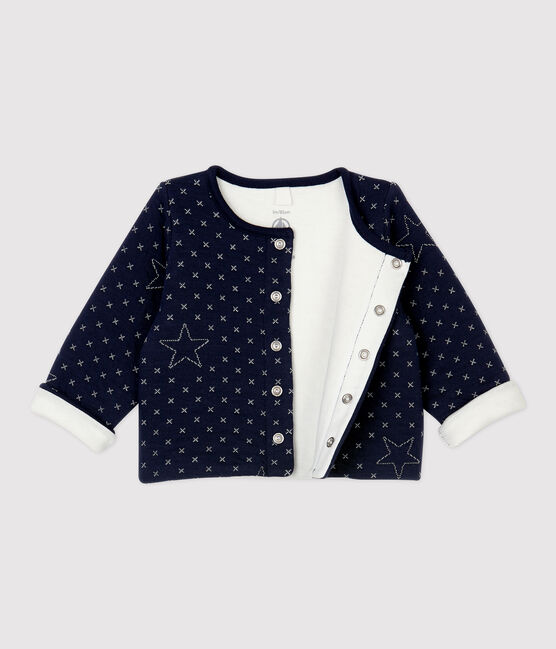 Babies' Starry Organic Cotton Quilted Cardigan SMOKING blue